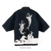 Black Japanese Traditional Koi Print Hanten 2 Black Japanese Traditional Koi Print Hanten 2