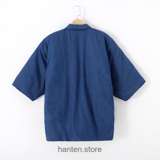 Blue Cozy Traditional Japanese Solid Classic Hanten 7