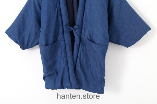 Blue Cozy Traditional Japanese Solid Classic Hanten 6 Blue Cozy Traditional Japanese Solid Classic Hanten 6