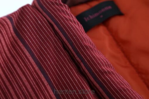 Woman Size Red Traditional Japanese Warm Striped Hanten 12