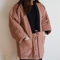 Red Japanese Vintage Wave Crest Hanten 2