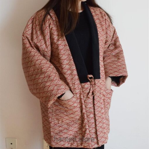 Red Japanese Vintage Wave Crest Hanten 2 Red Japanese Vintage Wave Crest Hanten 2