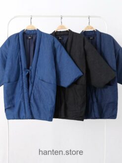 Blue Cozy Traditional Japanese Solid Classic Hanten 1