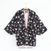 Black Japanese Sakura Floral Pattern Hanten 1