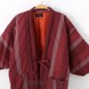 Woman Size Red Traditional Japanese Warm Striped Hanten 8