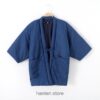 Blue Cozy Traditional Japanese Solid Classic Hanten 2 Blue Cozy Traditional Japanese Solid Classic Hanten 2