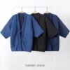Dark Blue Cozy Traditional Japanese Solid Classic Hanten 1 Dark Blue Cozy Traditional Japanese Solid Classic Hanten 1