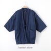 Dark Blue Cozy Traditional Japanese Solid Classic Hanten 2 Dark Blue Cozy Traditional Japanese Solid Classic Hanten 2