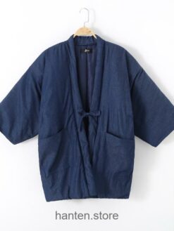 Dark Blue Cozy Traditional Japanese Solid Classic Hanten 2