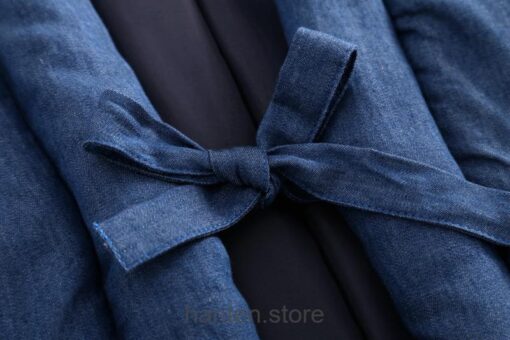 Blue Cozy Traditional Japanese Solid Classic Hanten 8 Blue Cozy Traditional Japanese Solid Classic Hanten 8