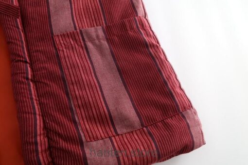 Woman Size Red Traditional Japanese Warm Striped Hanten 14