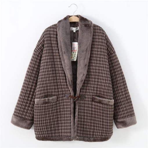 Brown Winter Hanten with Lacing Cotton Kimono Hanten Jacket 1
