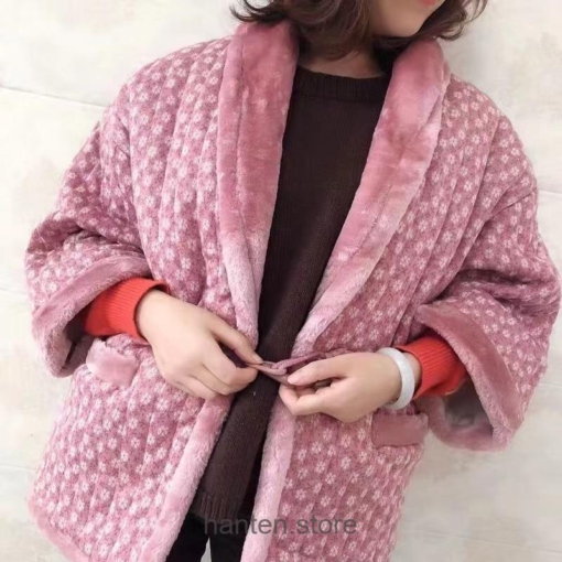 Pink Japanese Kimono Winter Coat Warm Asian Clothing Hanten 6