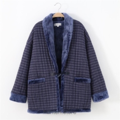 Blue Winter Hanten with Lacing Cotton Kimono Hanten Jacket 1