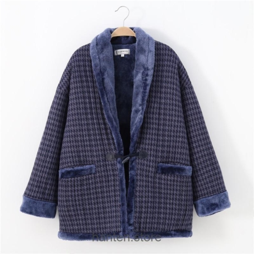 Blue Winter Hanten with Lacing Cotton Kimono Hanten Jacket 1 Blue Winter Hanten with Lacing Cotton Kimono Hanten Jacket 1